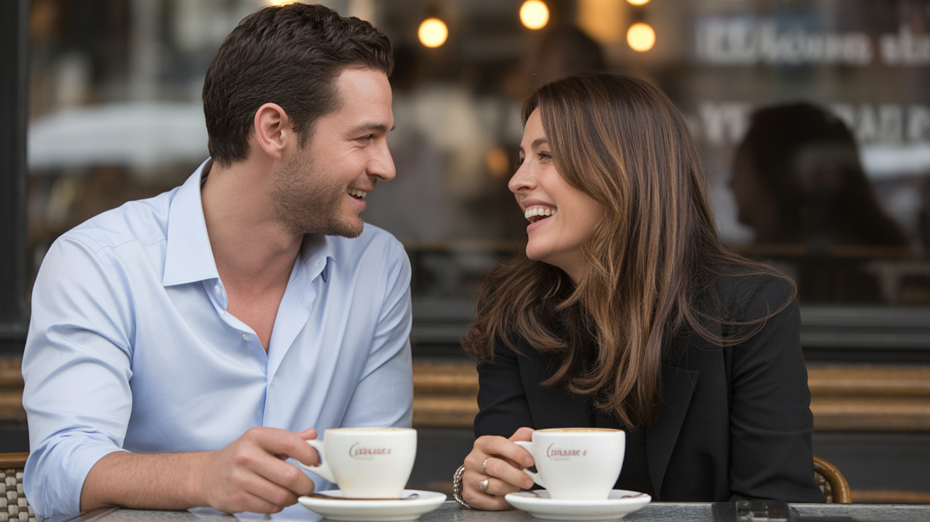 Two people connecting over coffee, illustrating Best Bumble Openers for Men (Lines That Actually Get Replies in 2026)