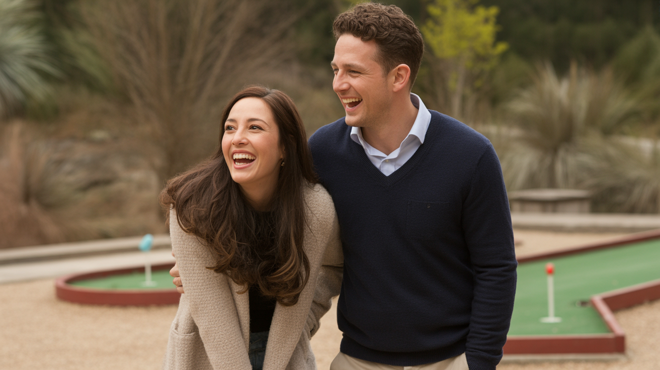 A couple enjoying a relaxed first date, illustrating first date ideas for men